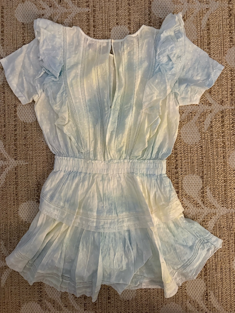 LoveShackFancy Light Blue Ruffle Mini Dress - Picture 3 of 5